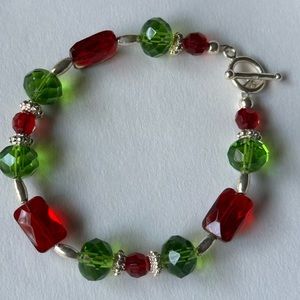 Faceted glass and Sterling Silver bracelet